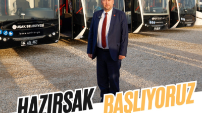 Uşak Belediyesi, üniversite-hastane arası ücretsiz elektrikli otobüs deneme seferlerine 08.30'da