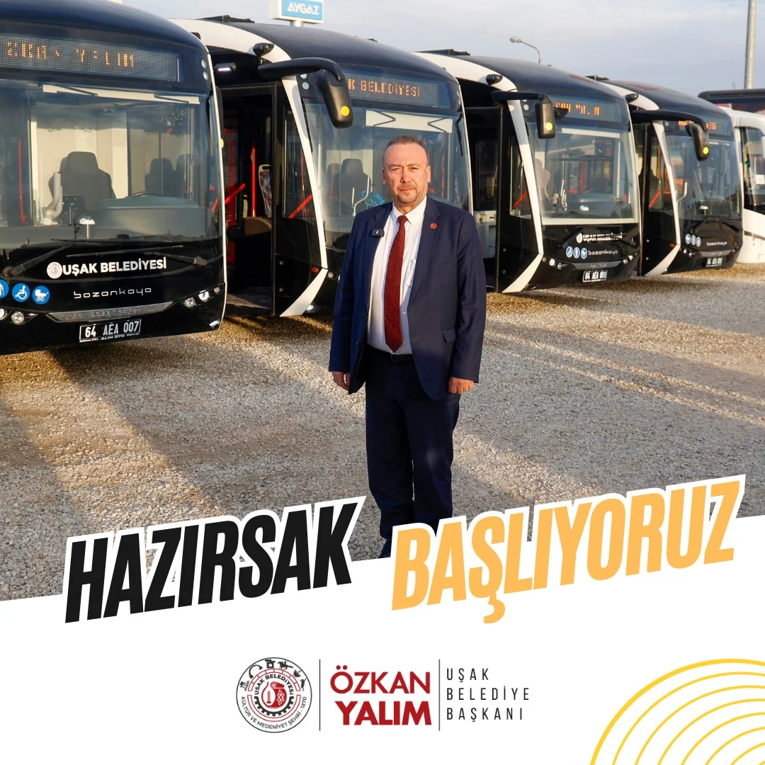 Uşak Belediyesi, üniversite-hastane arası ücretsiz elektrikli otobüs deneme seferlerine 08.30'da